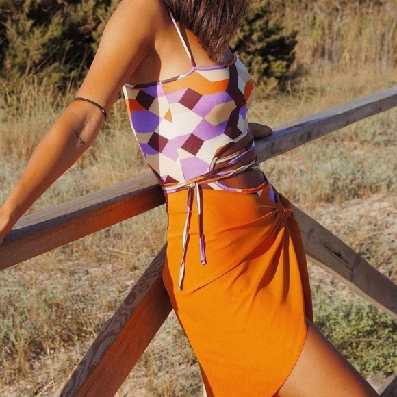 ZARA NWT MULTI COLOR GEOMETRIC PRINT BODYSUIT ORANGE PURPLE SMALL ONE PIECE - Picture 13 of 13